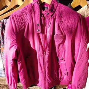 Fuschia Puffy Members Only Style Jacket